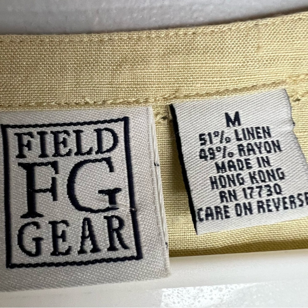 Field Gear Women's Pullover Blouse Linen Boho Lagenlook Yellow Sz M Mid Century - Picture 7 of 9